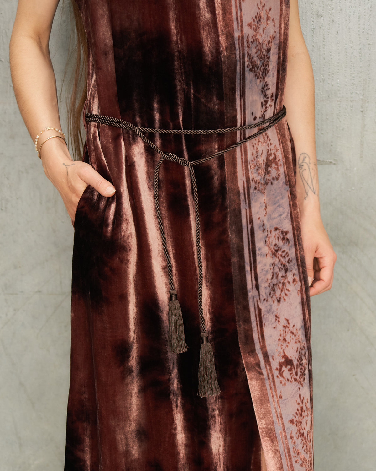 Brown Metta Silk Devoré Dress