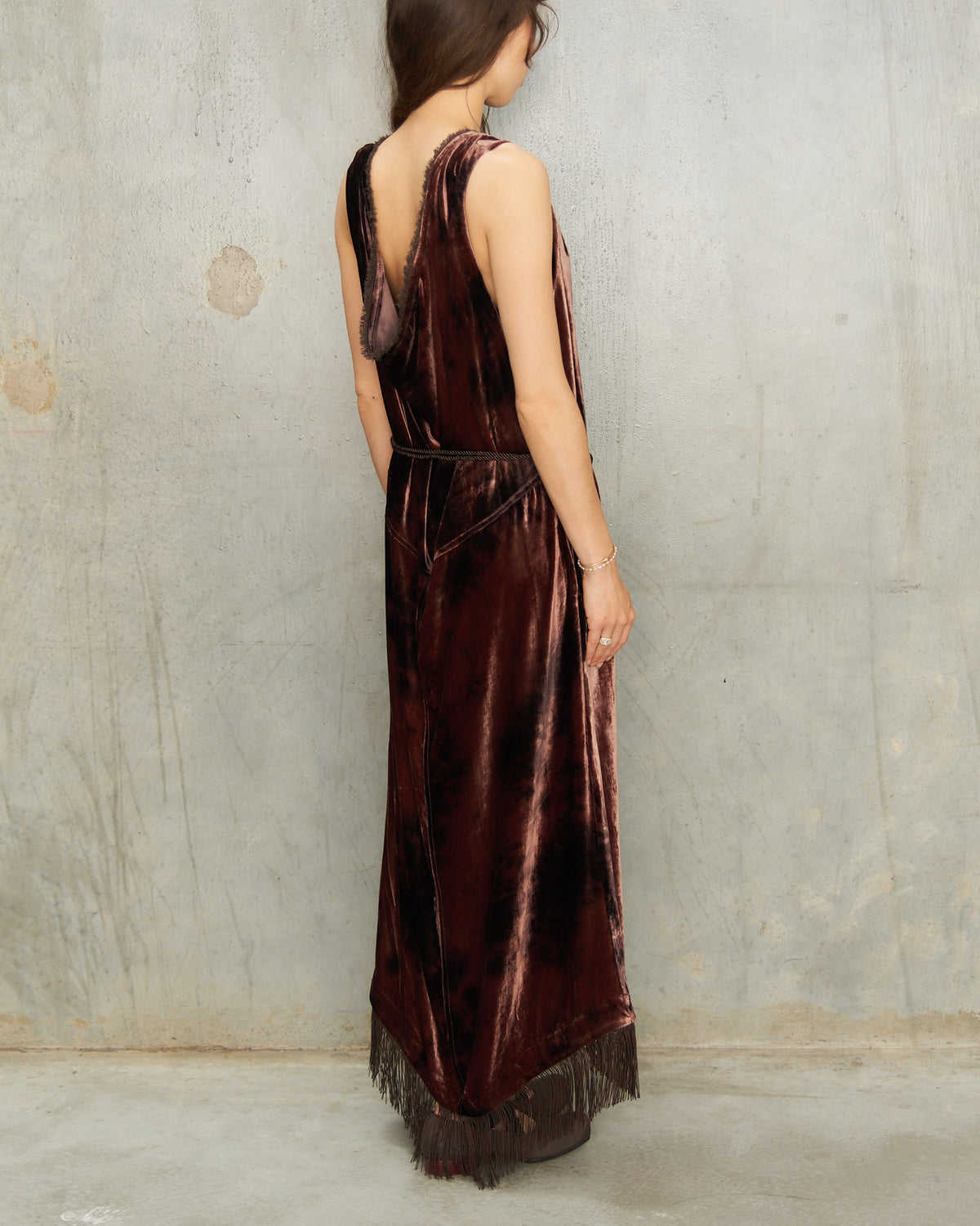 Brown Metta Silk Devoré Dress