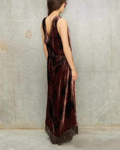 Brown Metta Silk Devoré Dress