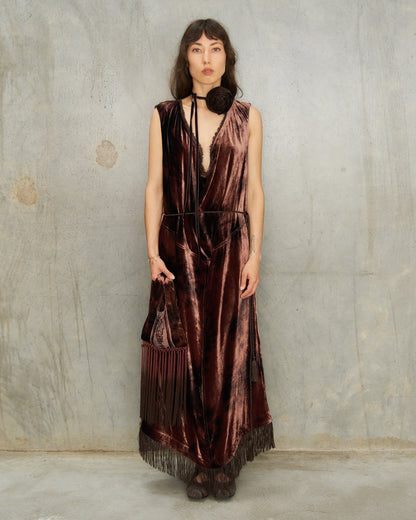 Brown Metta Silk Devoré Dress