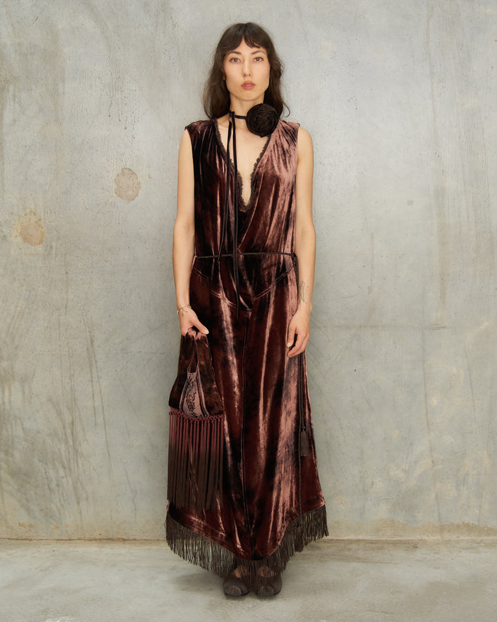 Brown Metta Silk Devoré Dress
