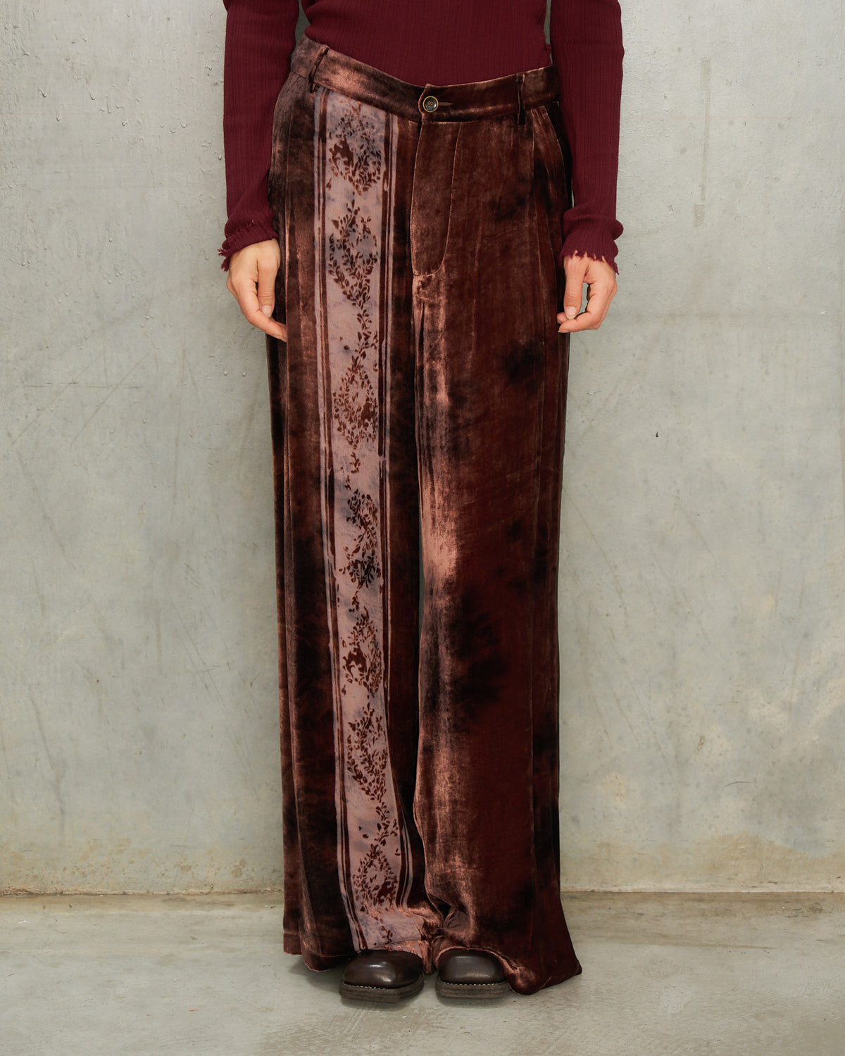 Brown Metta Silk Devoré Pants