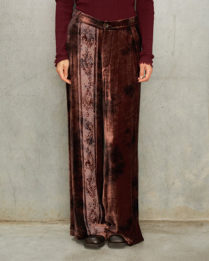 Brown Metta Silk Devoré Pants