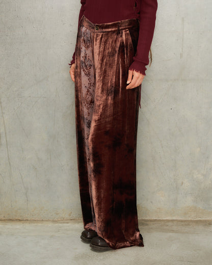 Brown Metta Silk Devoré Pants