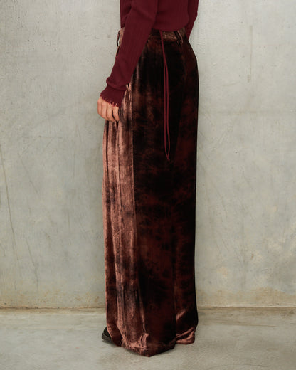 Brown Metta Silk Devoré Pants