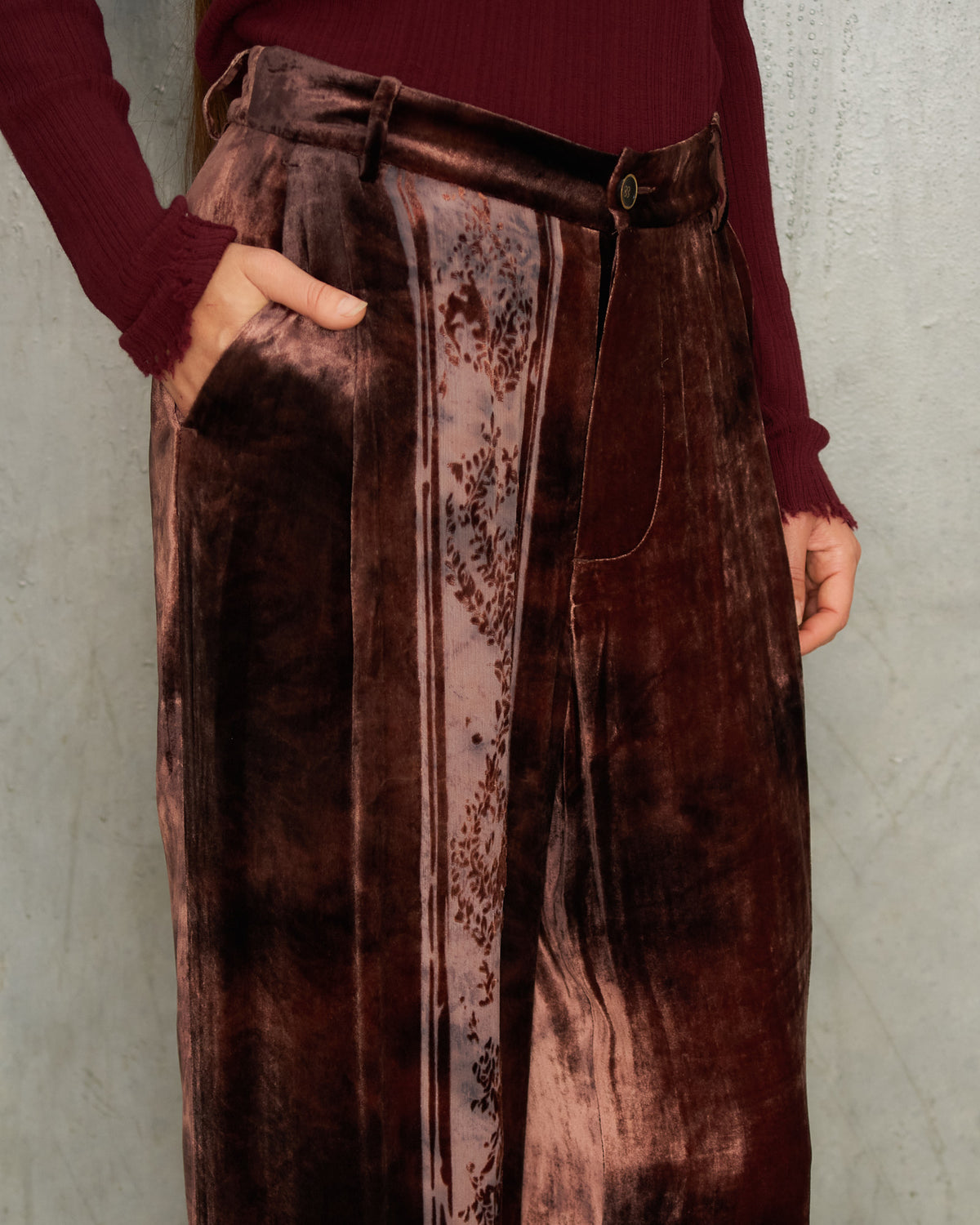 Brown Metta Silk Devoré Pants