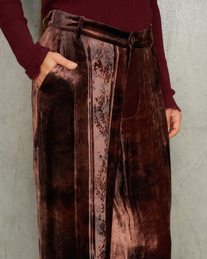 Brown Metta Silk Devoré Pants
