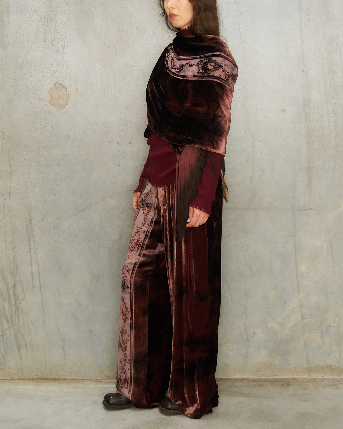Brown Metta Silk Devoré Pants