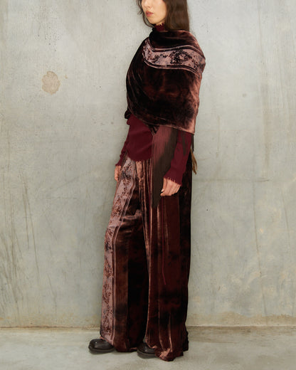 Brown Metta Silk Devoré Pants