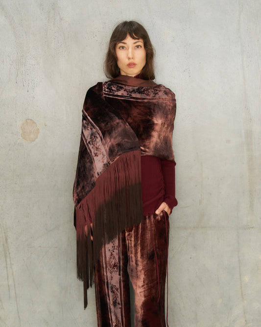Brown Metta Silk Devoré Scarf