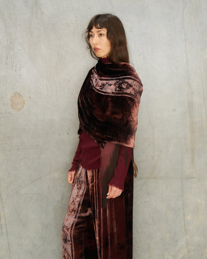 Brown Metta Silk Devoré Scarf