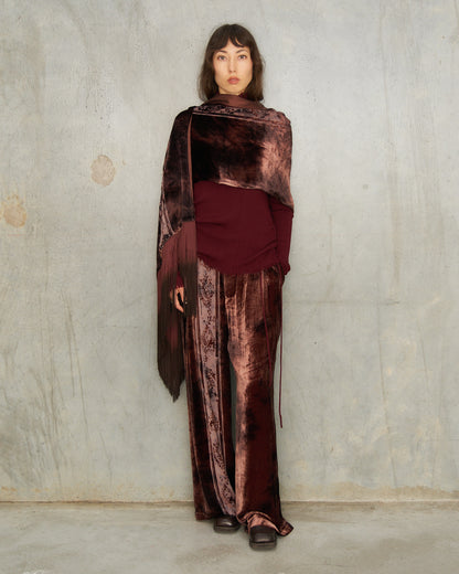Brown Metta Silk Devoré Scarf