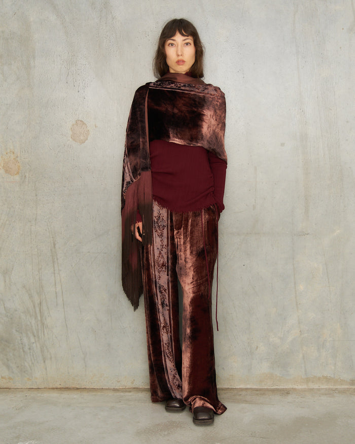 Brown Metta Silk Devoré Scarf