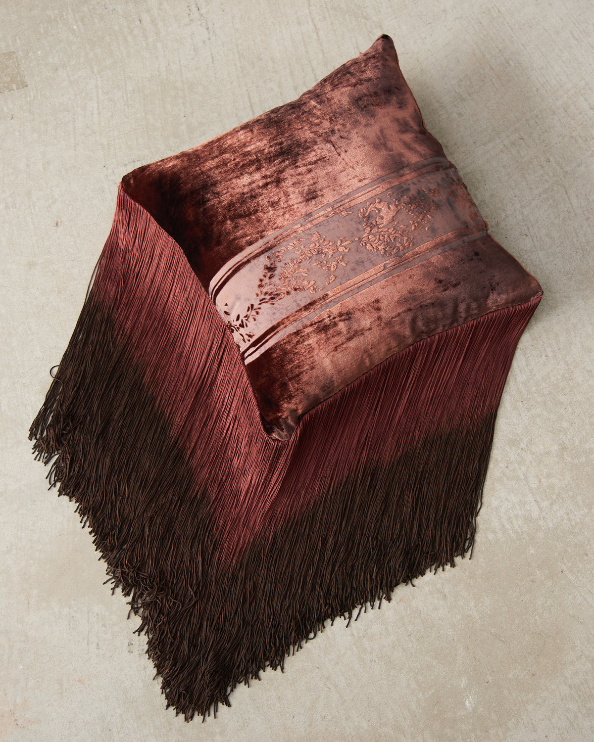 Brown Silk Devoré Pillow