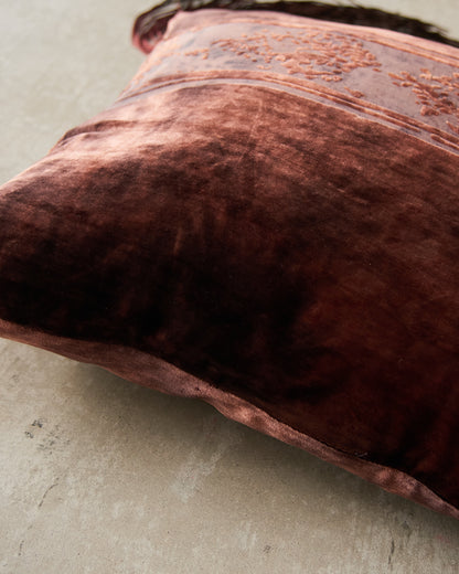 Brown Silk Devoré Pillow