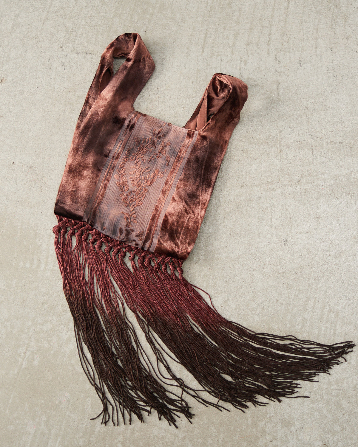 Brown Silk Devoré Tote