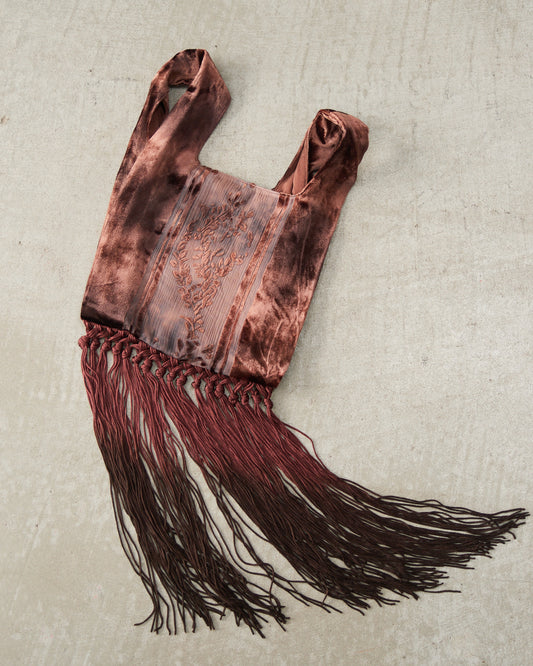 Brown Silk Devoré Tote