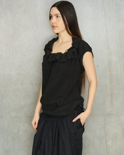Yohji Yamamoto Black Drawstring Top
