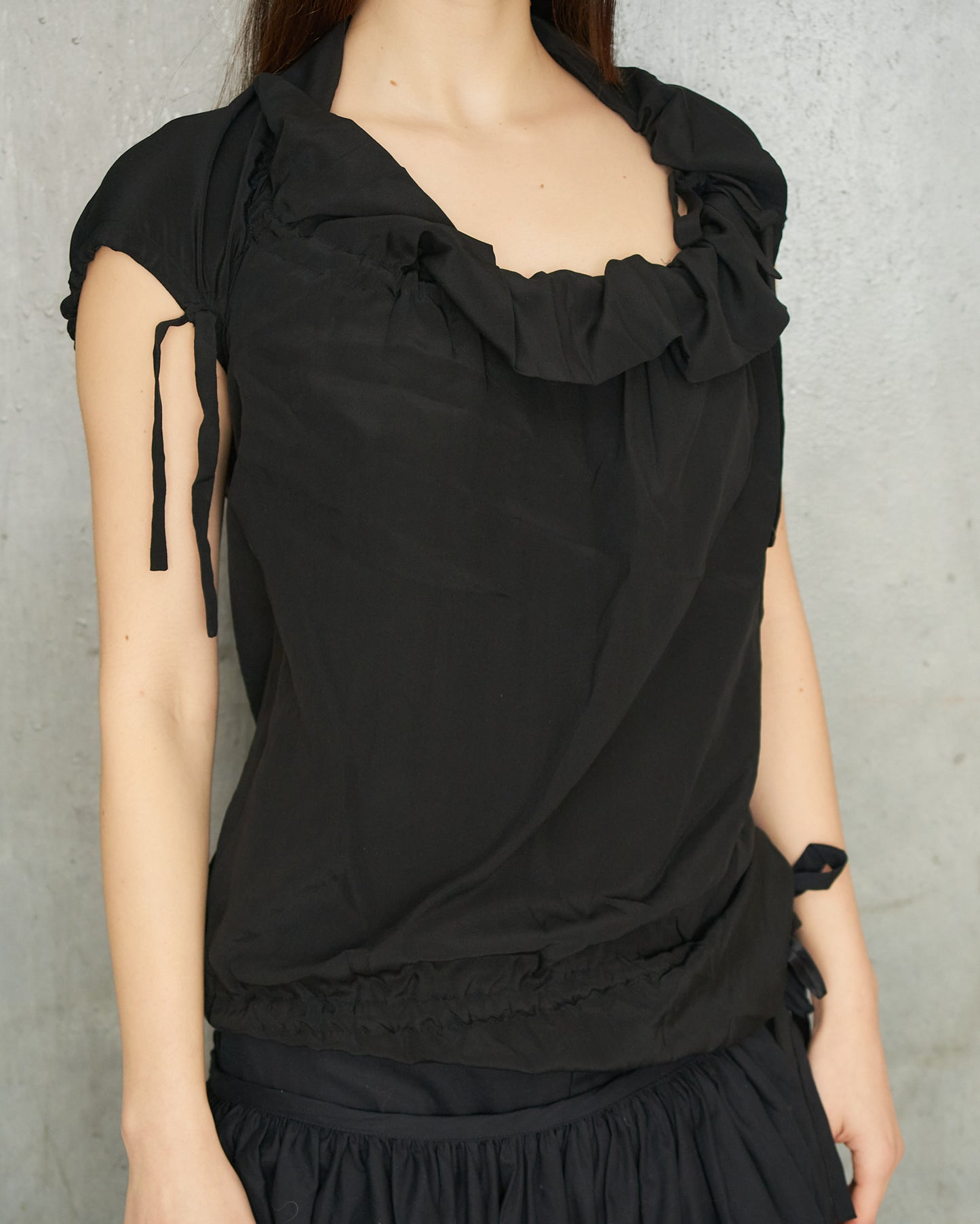 Yohji Yamamoto Black Drawstring Top