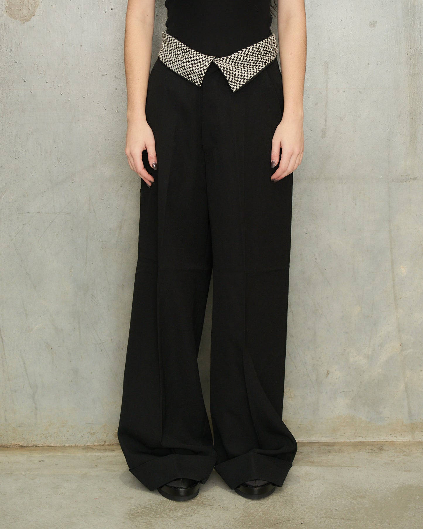 Yohji Yamamoto Black Folded Waist Trousers