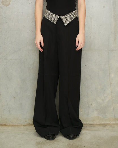 Yohji Yamamoto Black Folded Waist Trousers