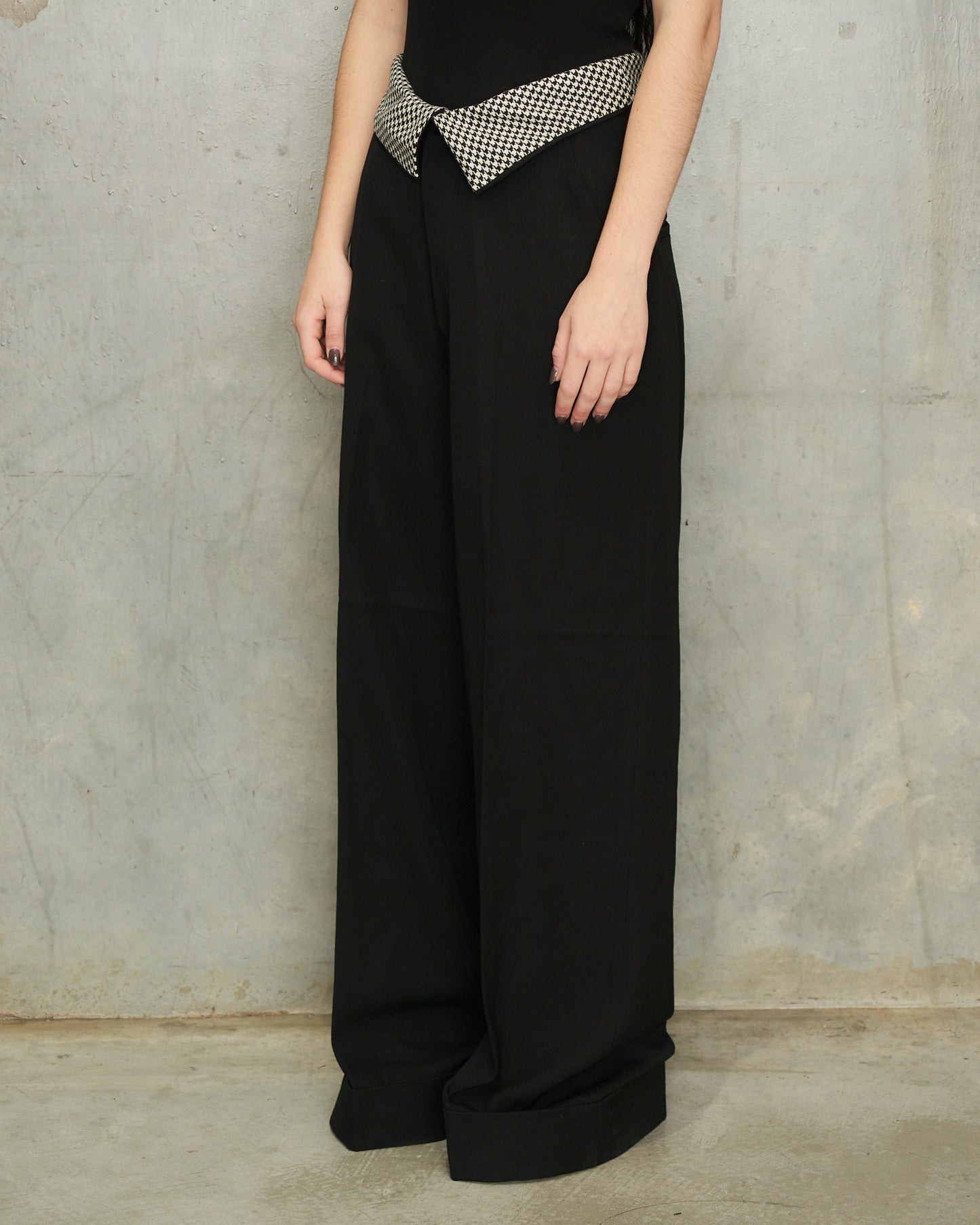 Yohji Yamamoto Black Folded Waist Trousers
