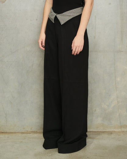 Yohji Yamamoto Black Folded Waist Trousers