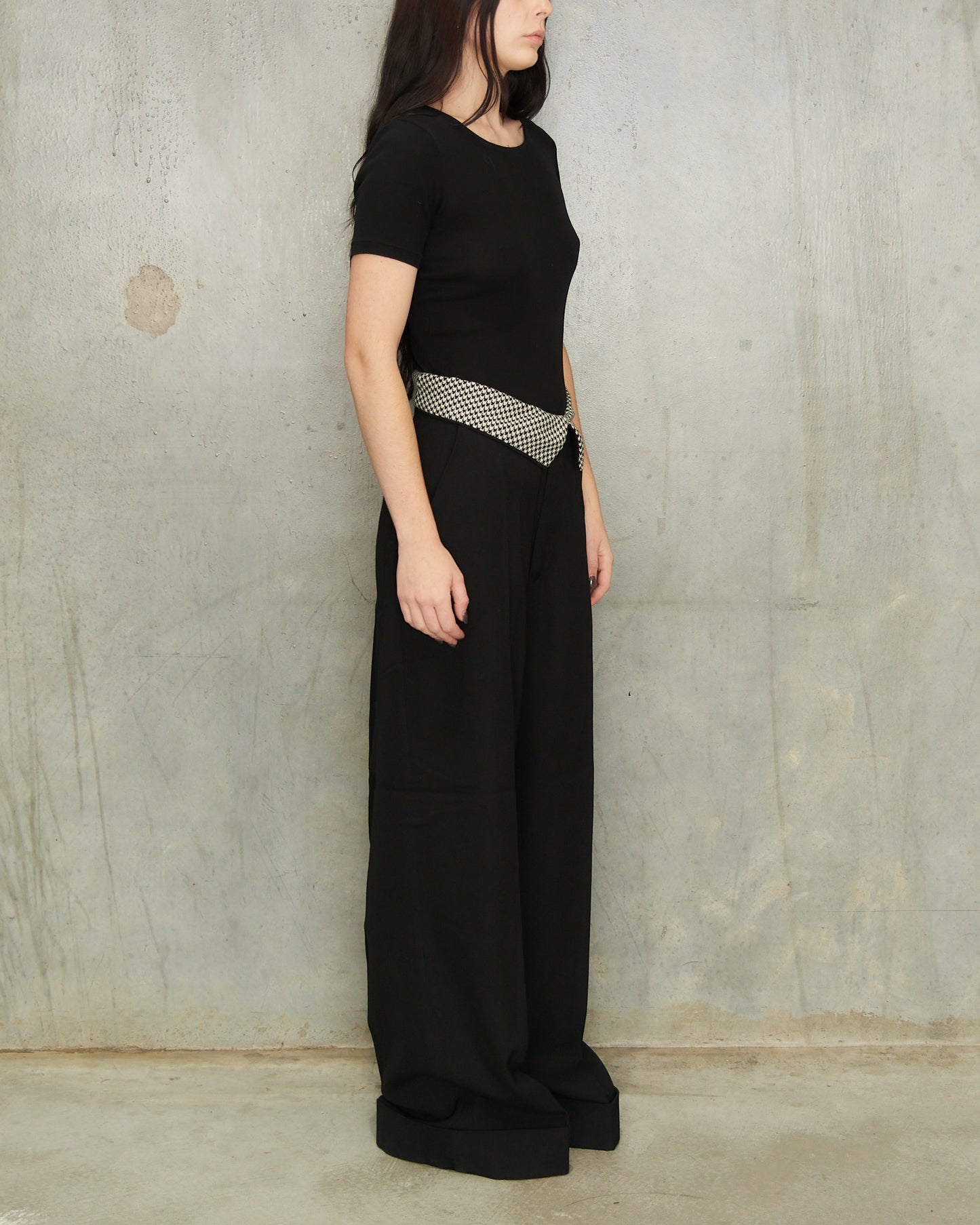 Yohji Yamamoto Black Folded Waist Trousers