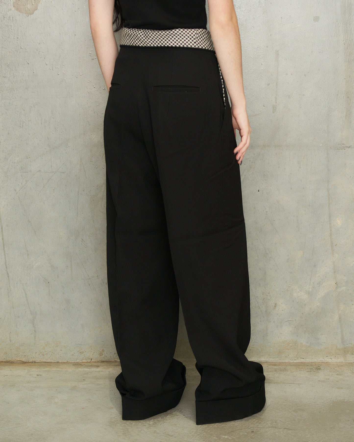 Yohji Yamamoto Black Folded Waist Trousers