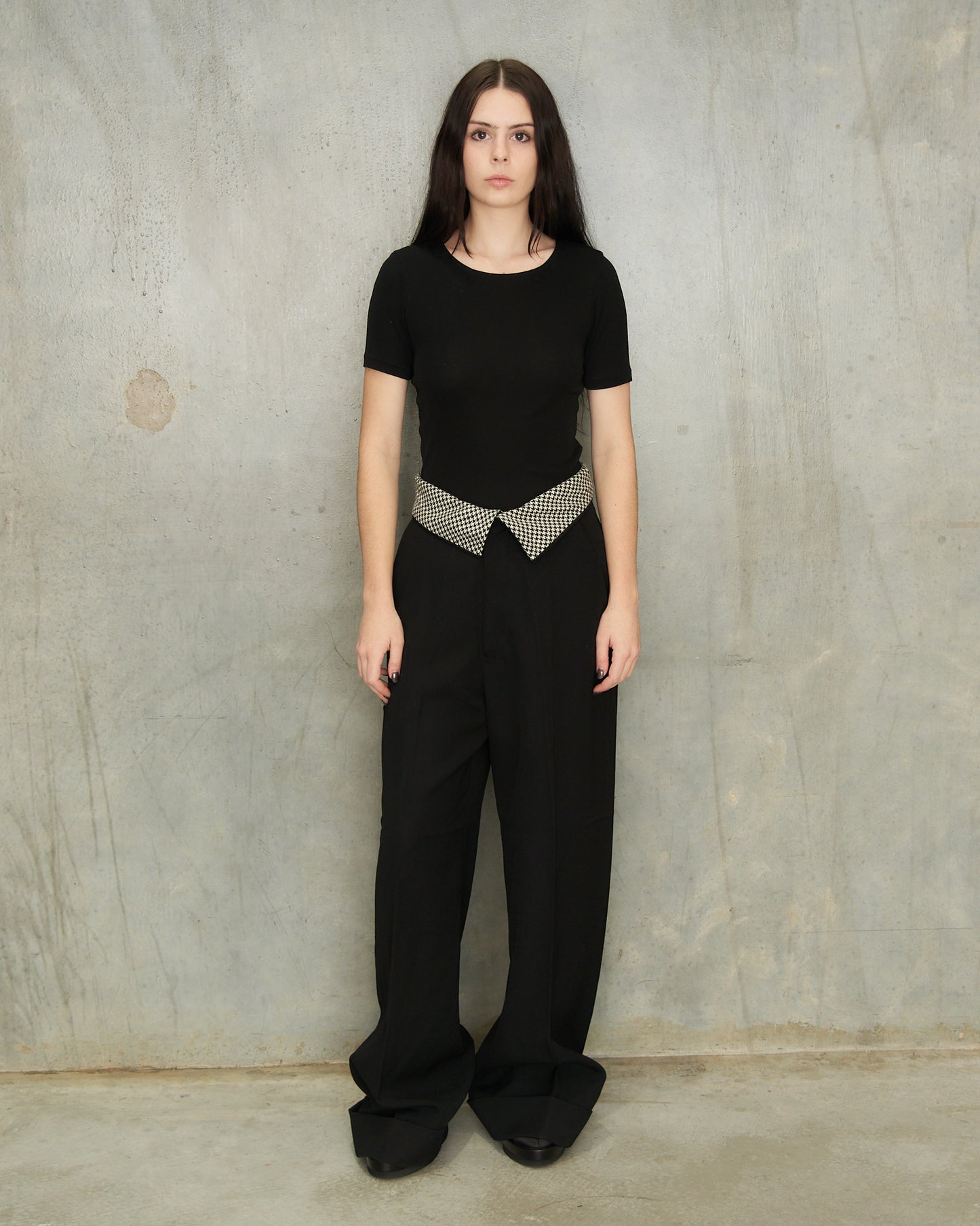 Yohji Yamamoto Black Folded Waist Trousers