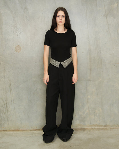 Yohji Yamamoto Black Folded Waist Trousers
