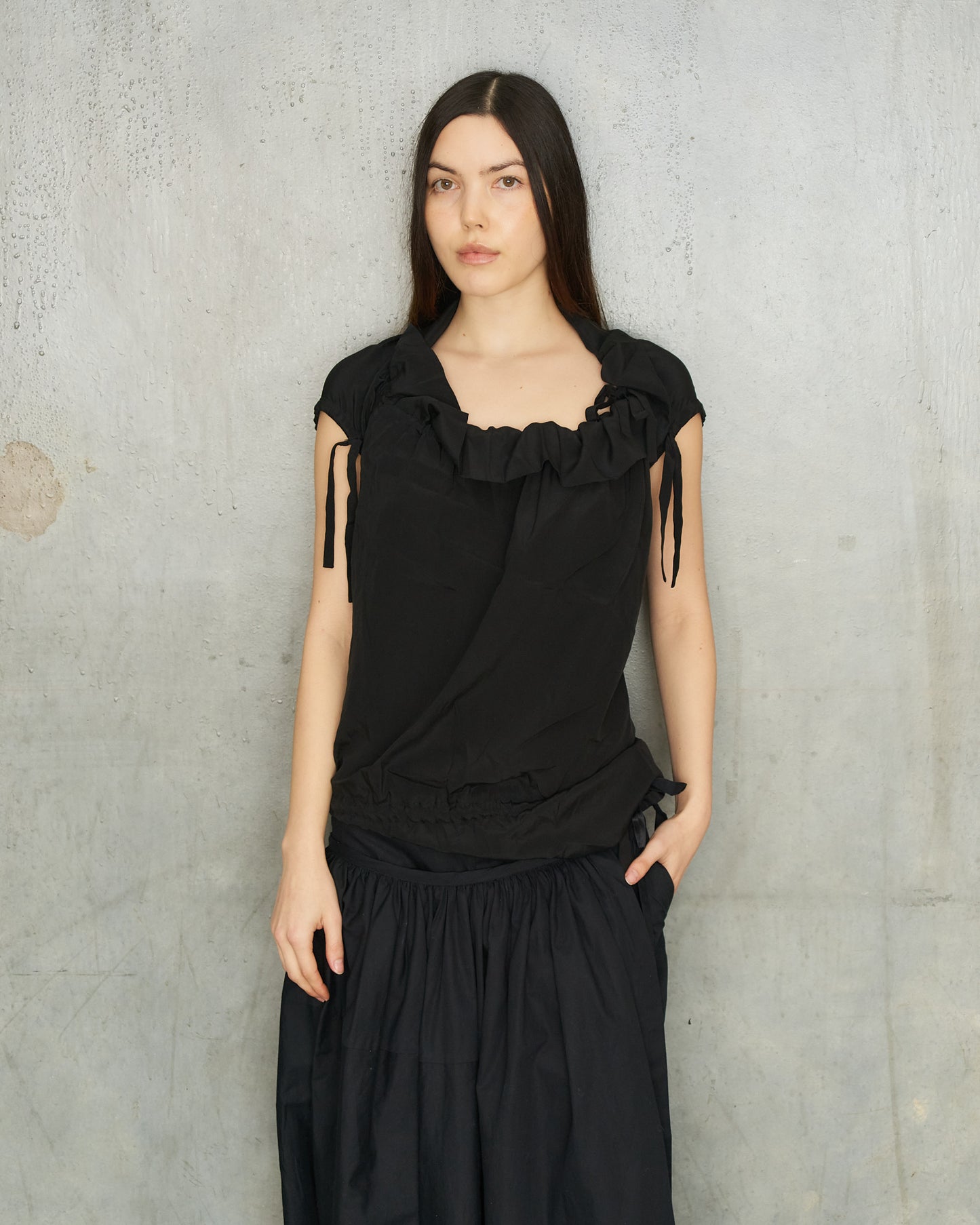 Yohji Yamamoto Black Drawstring Top