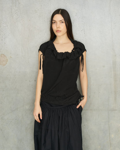 Yohji Yamamoto Black Drawstring Top