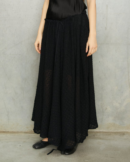 Y's FW2003 Black Crocheted Drawstring Culottes