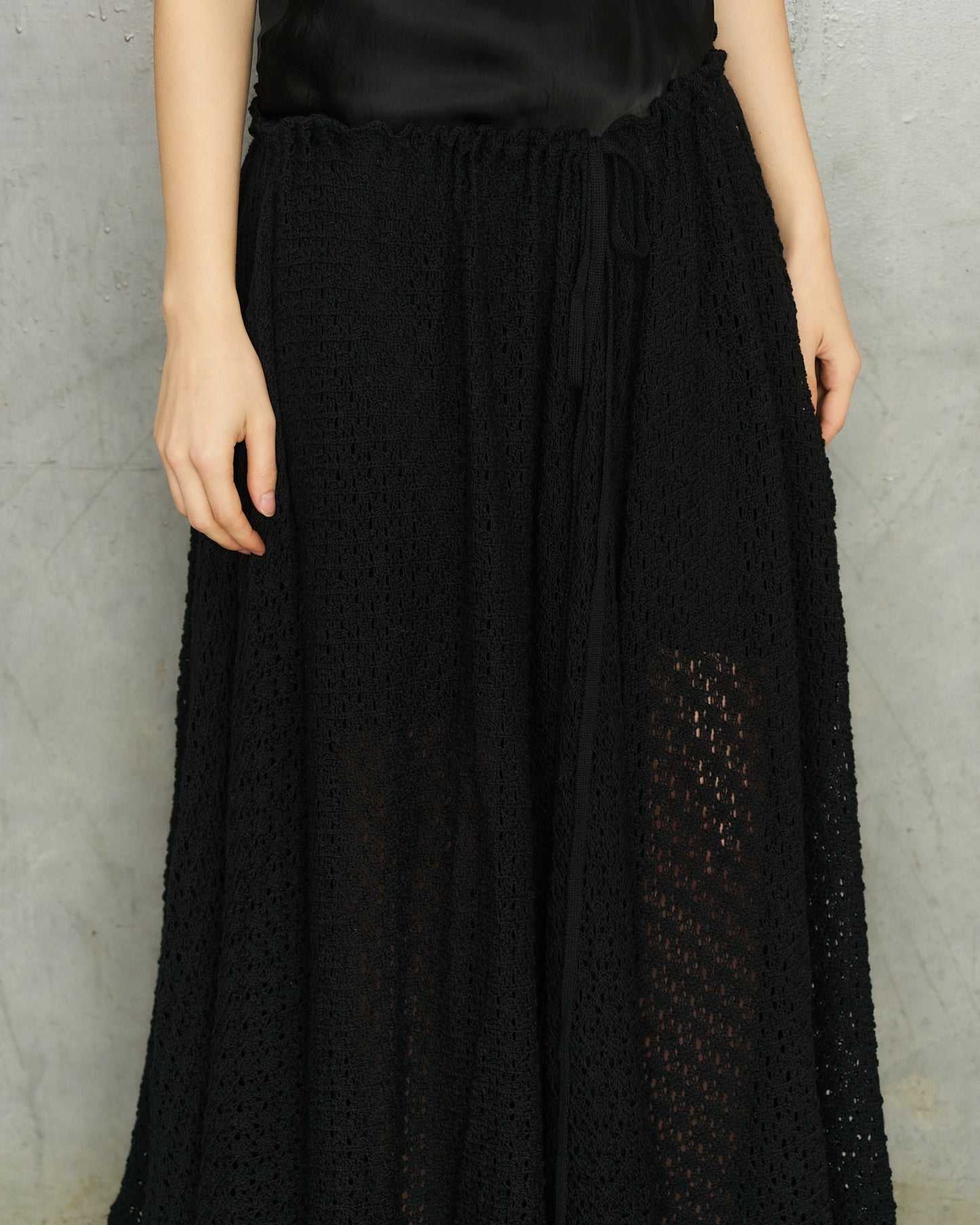 Y's FW2003 Black Crocheted Drawstring Culottes