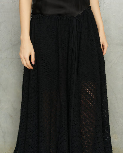 Y's FW2003 Black Crocheted Drawstring Culottes