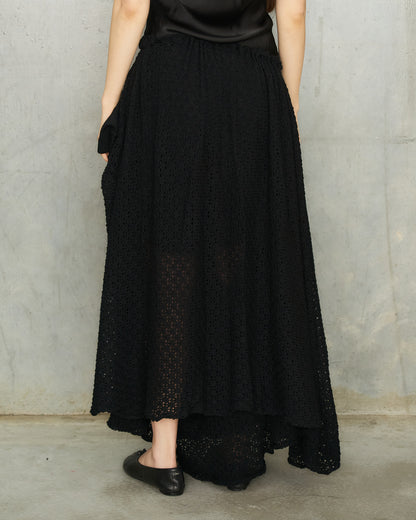 Y's FW2003 Black Crocheted Drawstring Culottes