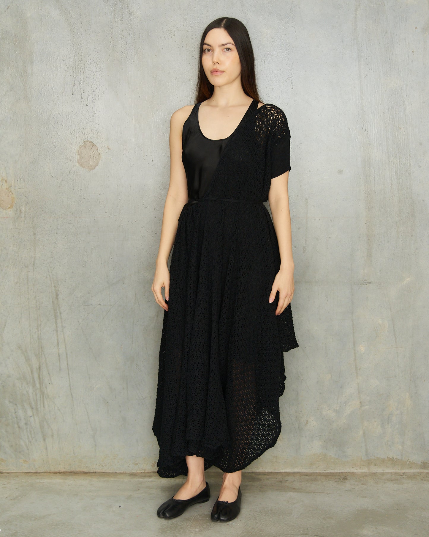 Y's FW2003 Black Crocheted Drawstring Culottes