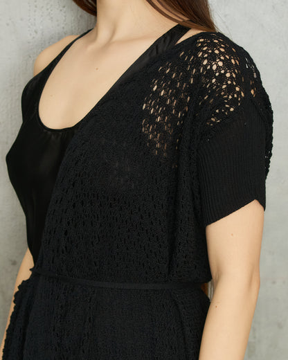Y's FW2003 Black Crocheted Drawstring Culottes
