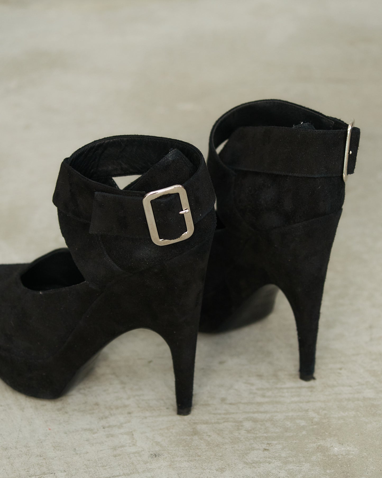 Yves Saint Laurent Black Suede Strap Stiletto
