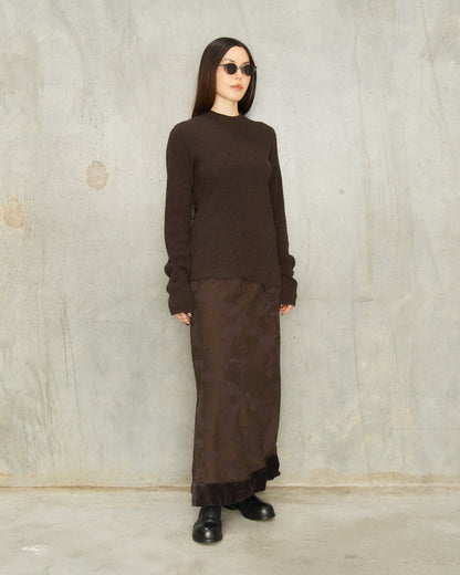 Brown Trim Crewneck Sweater