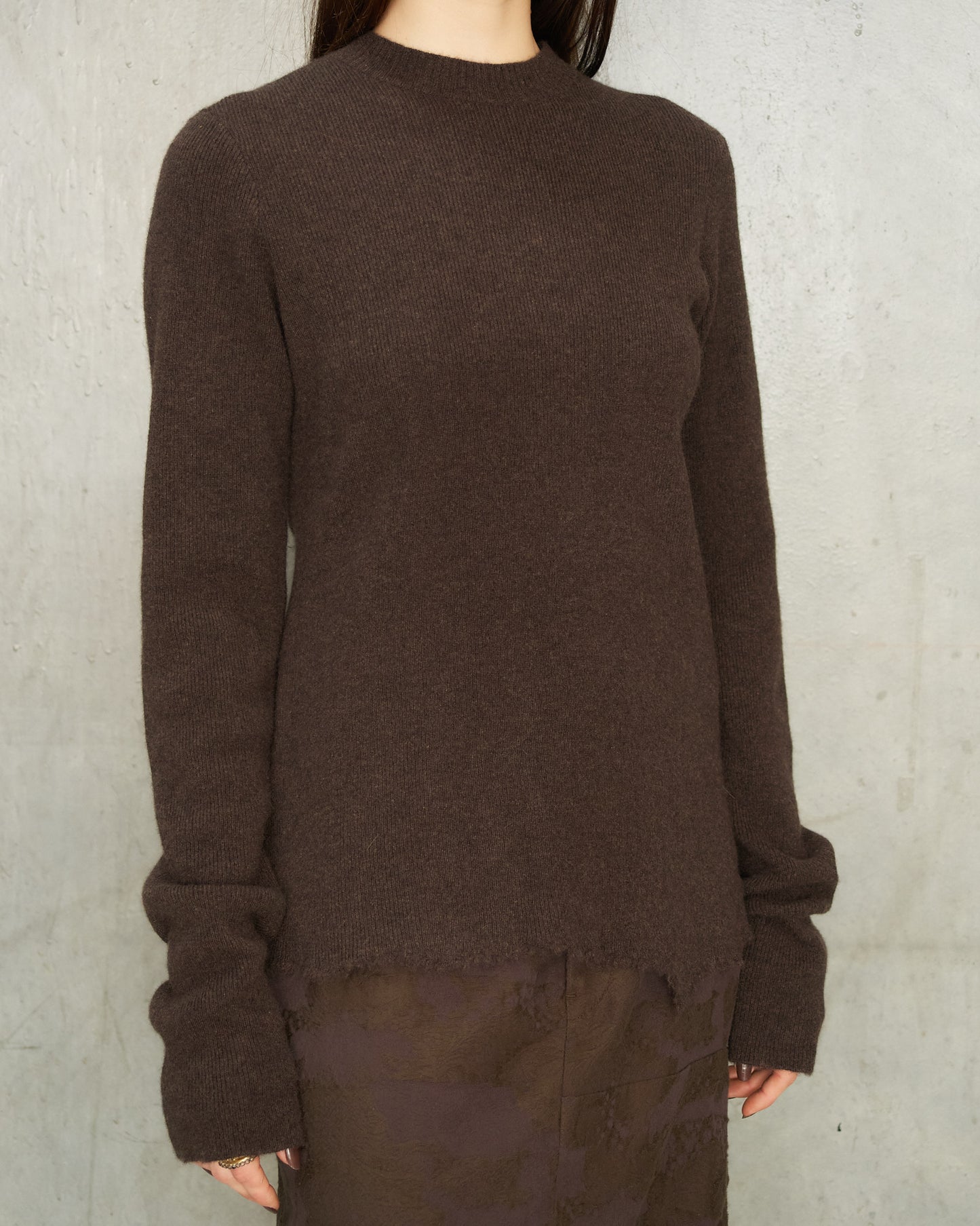 Brown Trim Crewneck Sweater