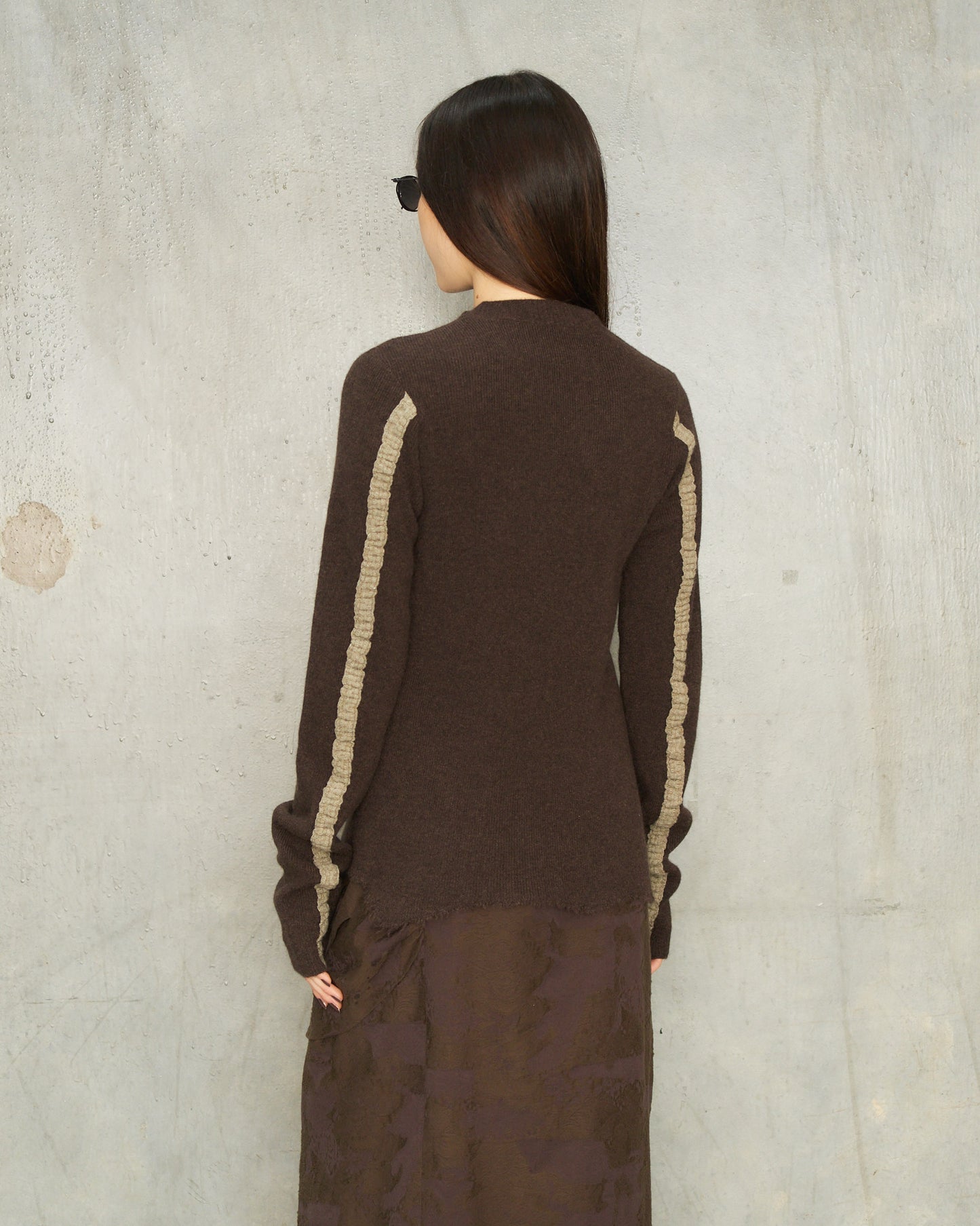 Brown Trim Crewneck Sweater