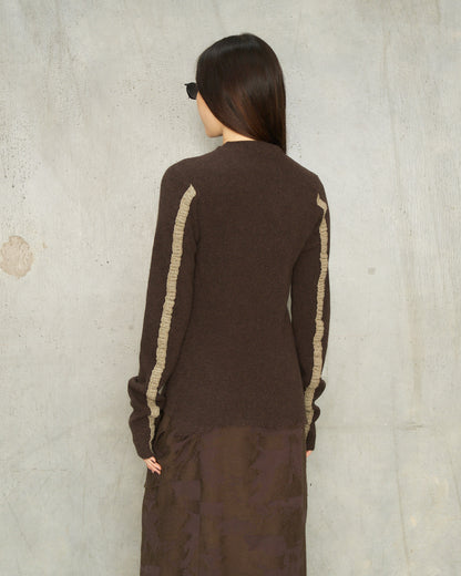Brown Trim Crewneck Sweater
