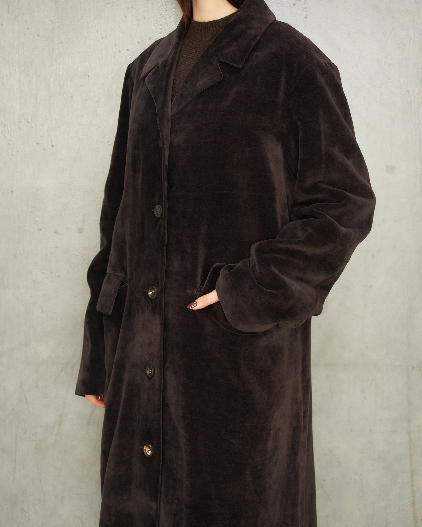 Brown Velvet Long Coat