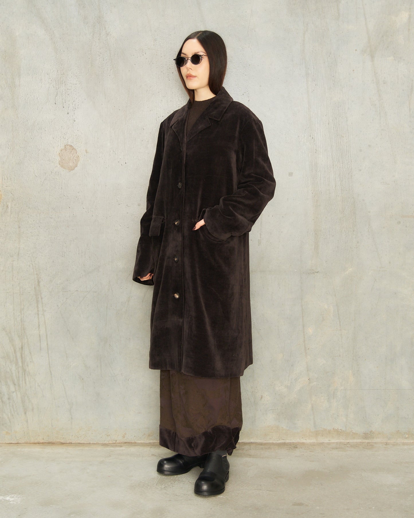 Brown Velvet Long Coat