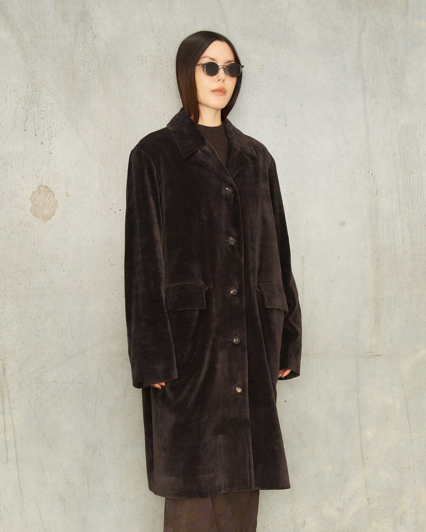 Brown Velvet Long Coat