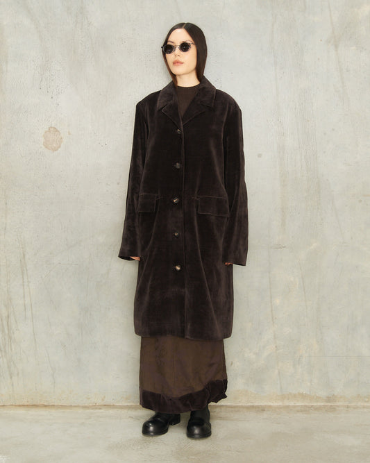 Brown Velvet Long Coat