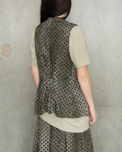 Dark Green Digital Print Gilet
