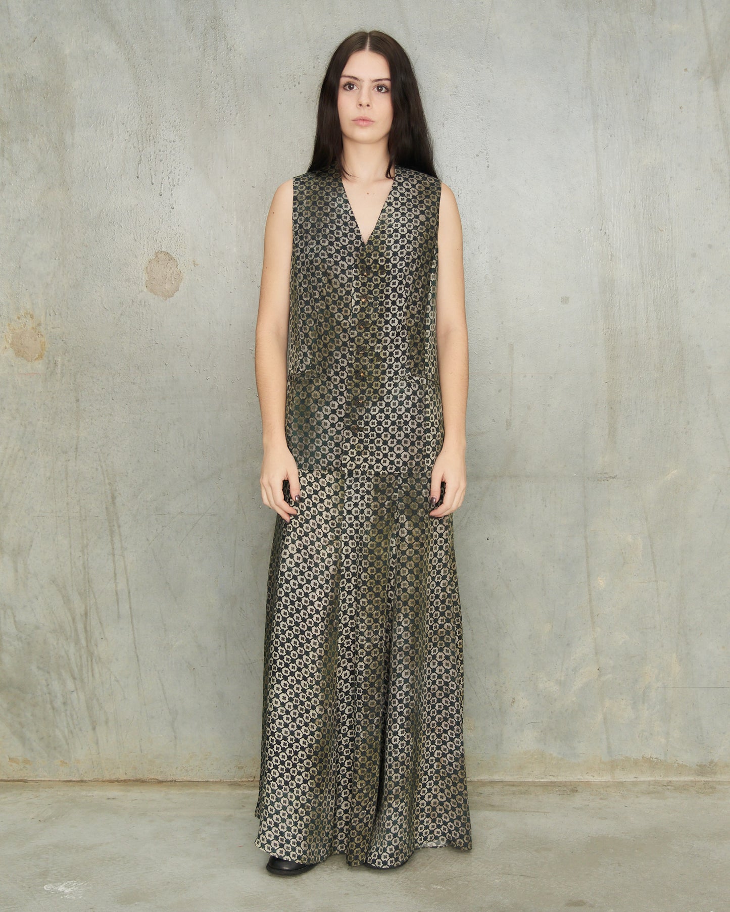 Dark Green Digital Print Gilet